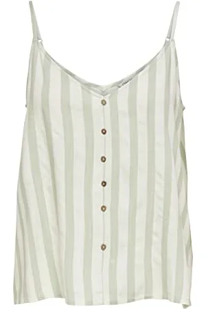 ONLY Onlastrid Singlet Wvn Noos Parte Superiore, Cloud Dancer/AOP:Dessert Salvia Stripe, 36 Donna