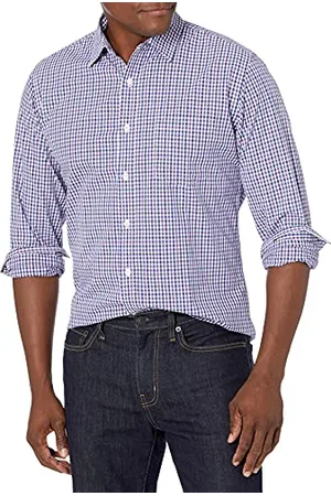Amazon Camicia Casual in Popeline a Maniche Lunghe vestibilità Regular Uomo, , XS