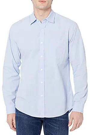 Amazon Camicia Casual in Popeline a Maniche Lunghe vestibilità Regular Uomo, , M