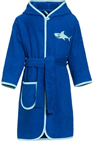 Playshoes Kinder Frottee-Bademantel Hai mit Kapuze, Accappatoio Bambino, (blau), 74 (Taglia Produttore: 74/80)
