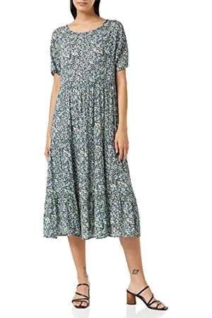 ONLY Onlabigail Life S/S Midi Dress Wvn Noos Vestito, Blu (Night Sky/AOP/Abigail Mini Flowers), 36 EU Donna
