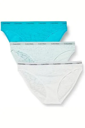 Calvin Klein Slip Bikini Modellanti Donna Confezione da 3 con Pizzo, (Cool Breeze/White/Icy Moon), XL