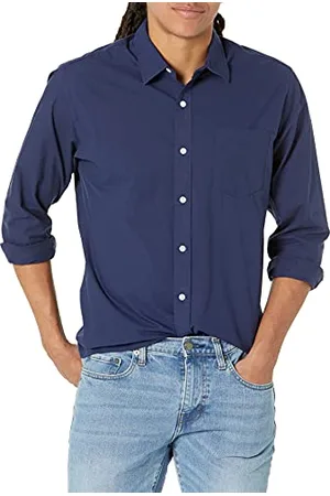 Amazon Camicia Casual in Popeline a Maniche Lunghe vestibilità Regular Uomo, , S