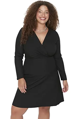 Trendyol Midi Bodycon Fitted Dress Vestito, Schwarz, XL Donna