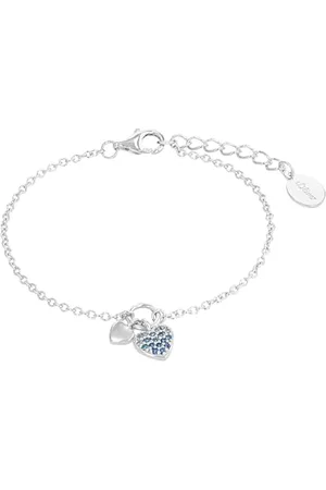 QS by s.Oliver Bracciale in Argento 925 per bambine, con zirconi sintetici, 14+2 cm, Argento, cuore, Fornito in confezione regalo