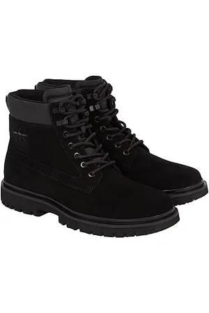 Calvin Klein Eva Mid Laceup Boot Suede, Stivaletto medio Uomo, Nero (Black/Stormfront), 46 EU