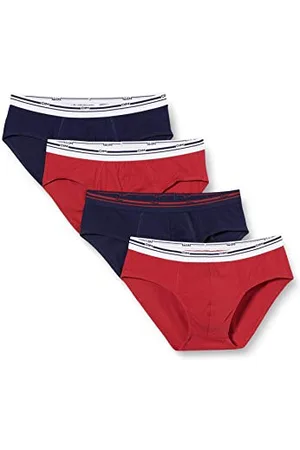 Dim Slip Stretch Cotton Colori Classici Uomo x4, Blu/Rosso/Blu/Rosso, XL