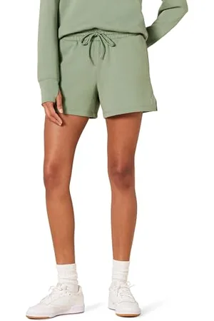 Amazon Pantaloncini Sportivi Felpati dalla vestibilità Standard a Vita Alta da 10,16 cm Donna, , XL