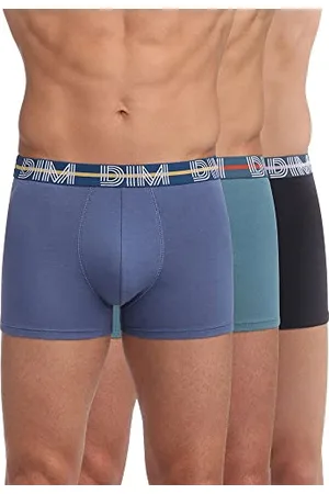 Dim Boxer in Cotone Elasticizzato Powerful Uomo x3, Blu Giacinto/Verde Viride/Nero, L