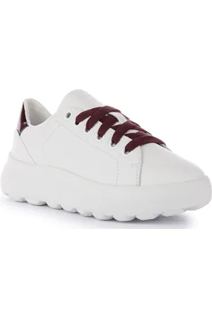 Geox D Spherica Ec4.1 B, Scarpe da Ginnastica, Bianco (White Dk Burgundy), 41 EU