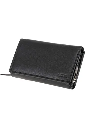 Mika 42165 – Portafoglio da donna in vera pelle, formato orizzontale, con 12 + 4 scomparti per carte di credito, scomparto a rete, scomparto per monete, portafoglio in , ca. 15 x 10,5 x 4,5 cm