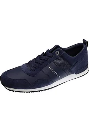 Tommy Hilfiger Sneakers da Runner Uomo Iconic Leather Suede Mix Runner Scarpe Sportive, Blu (Midnight), 46 EU