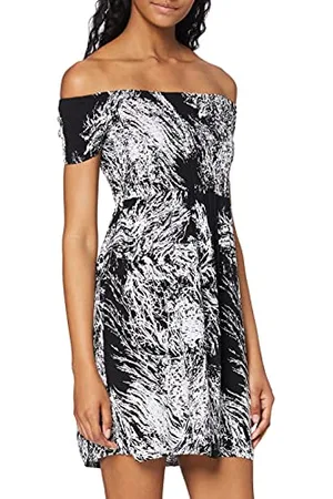 Urban classics Ladies Smoked off Shoulder Dress Vestito, (Limb 01061), S Donna