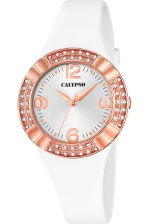 Calypso K5659/1 - Orologio da donna al quarzo, con quadrante analogico bianco e cinturino in plastica bianca, , Colore: RAL
