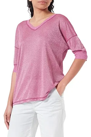 Geox W T-Shirt, Fucsia Rosso con Lur, S Donna