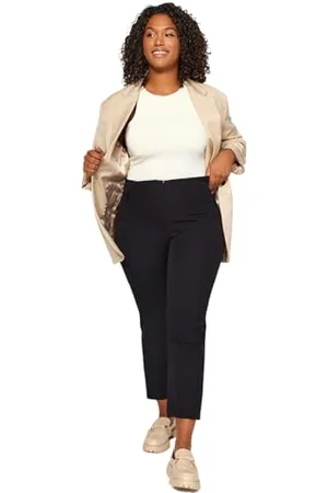 Trendyol Pantaloni da Donna a Vita Alta Sigaretta Taglie Forti, Neri, 44