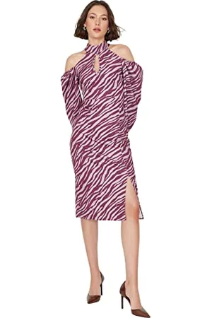 Trendyol Woman Midi A-Line Standing Collar Woven Dress Vestito, , 40 Donna