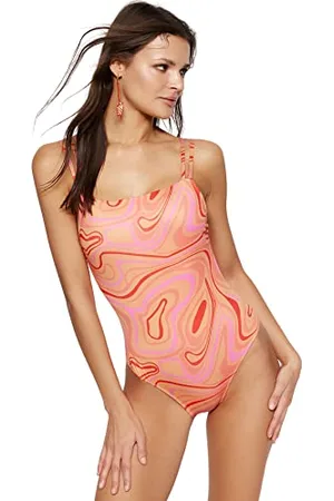 Trendyol Costume da Bagno in Maglia con Stampa Batik, , 0 Donna