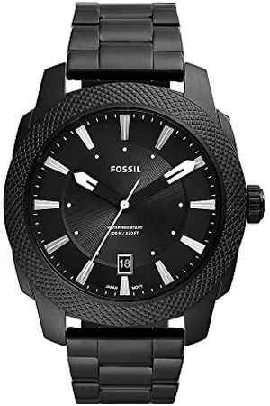 Fossil Orologio Machine da Uomo, Movimento Al Quarzo, Cassa in Acciaio Inossidabile Nera da 49 mm con Bracciale in Acciaio Inossidabile, FS5971