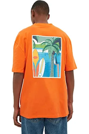 Trendyol T-Shirt da Uomo con Stampa a Maniche Corte con Colletto Rotondo e vestibilità Comoda, , S