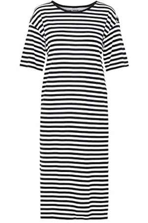 Noisy May NOS DE Nmmayden 2/4 Dress Noos Vestito, (Black Stripes: Bright White), 44 (Taglia Produttore: Medium) Donna