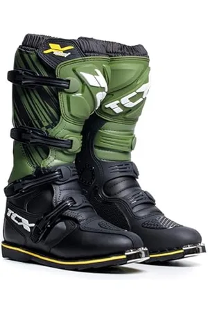 TCX X-Blast, Stivale da Motocross Uomo, Stivale da Enduro, Stivale da Fuoristrada con Tomaia in Microfibra e Suola con Costruzione Goodyear, Nero/Verde/Giallo