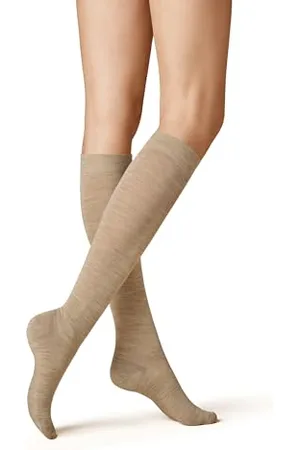 Kunert Soft Wool Cotton KSD Calze al Ginocchio in Maglia da Donna, Beige-Mel, 6-8