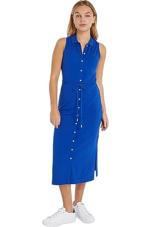 Tommy Hilfiger Abito a Polo Donna Slim Fit, (Ultra Blue), L