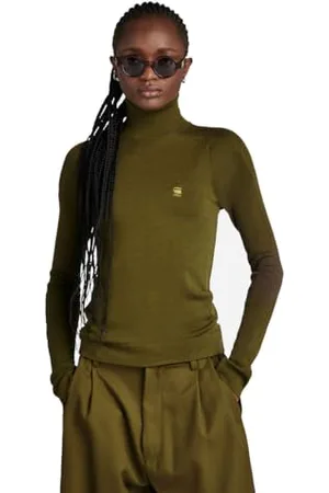 G-Star Donna Core Slim Turtle Knitted Sweater, (dark olive D23678-B692-C744), XS