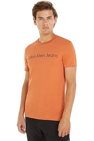 Calvin Klein Jeans INSTITUTIONAL Logo Slim Tee J30J322344 Magliette a Maniche Corte, (Burnt Clay/Dark Chestnut), S Uomo