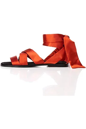 FIND FIND Satin Tie Up - Sandali punta aperta Donna, Marrone (Rust Rust), 37 EU