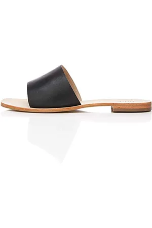 FIND Simple Slide Leather Sandalias con Punta abierta, Black), 37 EU