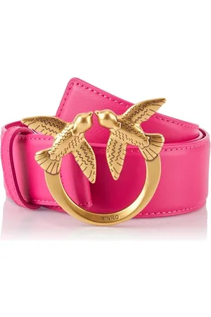 Pinko Love Berry H4 Belt Vitello Seta Cintura, N17Q_Pink Antique Gold, S Donna