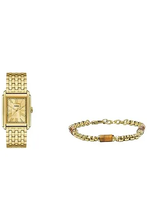 Fossil Orologio Carraway da uomo con bracciale Component - movimento a tre lancette, cinturino in acciaio inossidabile tonalità oro e occhio di tigre marrone