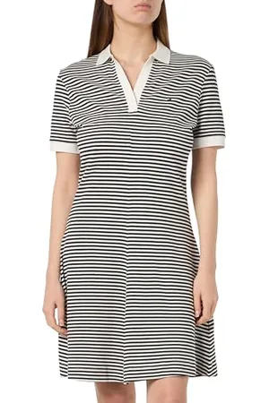 Tommy Hilfiger Abito a Polo Donna a Righe, Multicolore (Breton Ecru/Desert Sky), S