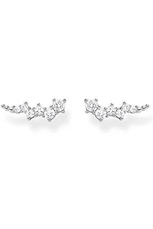Thomas Sabo Orecchini da Donna Ear Climber con Pietre Bianche in Argento Sterling 925, 1.30 cm, Argento Sterling