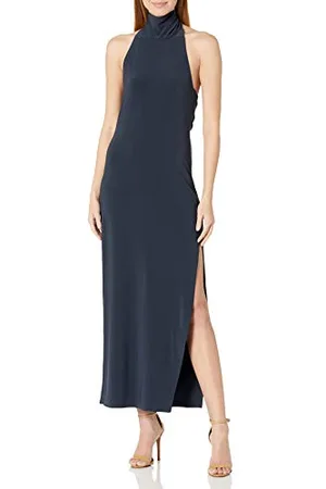 Norma Kamali Halter Turtle Side Slit Gown Vestito da Cocktail, , M Donna