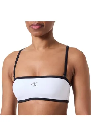 Calvin Klein Donna Top Bikini a Fascia Bandeau Retro, (Pvh Classic White), XS