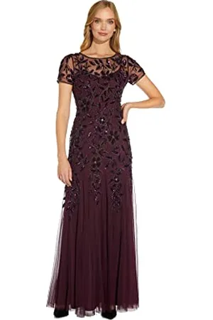 Adrianna Papell Abito Floreale e Perle Vestito, , 50 Donna