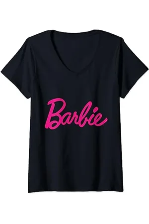 Barbie T-shirt da Donna, Logo Ufficiale, Multicolori Maglietta con Collo a V