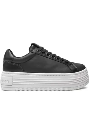 Calvin Klein Donna Sneakers con Zeppa Bold in Pelle, Nero (Black/Bright White), 39