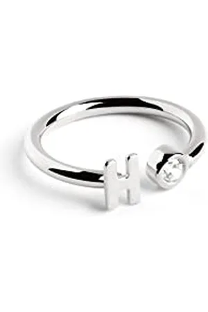 SINGULARU Anello Personalizzato Letter Spark. Regolabile. Argento Sterling 925 con Finitura Placcata Rodio. Taglia Unica. Gioielli da Donna. Lettera H