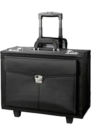 Alassio Trolley Pilotenkoffer ROCCA II, Businesskoffer aus Mikrofaser, Handgepäck Aktentrolley mit 2 Rollen Bagaglio a mano, 46 cm, 90 liters, (Schwarz)