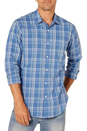 Amazon Camicia Casual in Popeline a Maniche Lunghe vestibilità Regular Uomo, , M