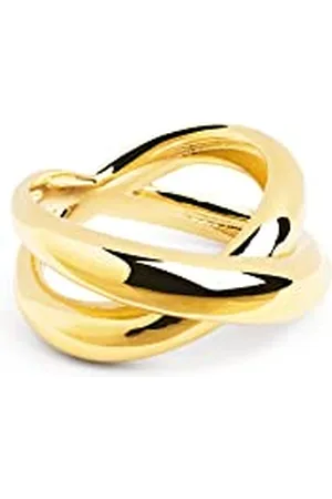 SINGULARU Anello Single Cross. Ottone con Finitura Placcata 18 Kt. Design Grande. Gioielli da Donna. Taglia 12