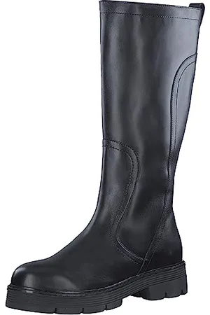 Marco Tozzi Stivali Alti Donna senza Tacco in Pelle Altezza Ginocchio, Black, 38 EU