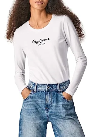 Pepe Jeans New Virginia Maglietta per Donna Slim Fit Maniche Lunghe, Bianca, XXS