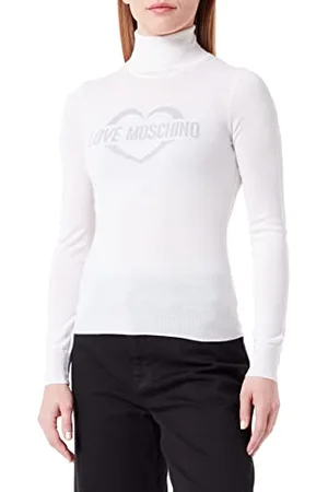 Moschino Slim Fit Tartaruga con Cuore Jacquard intarsiato Maglione, , 46 Donna