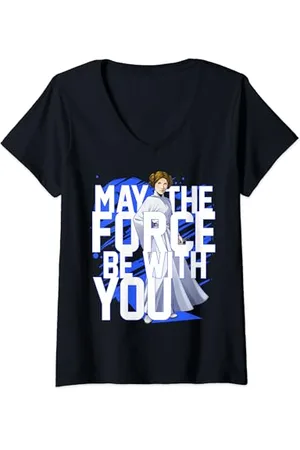 STAR WARS Force Be With You Princess Leia Maglietta con Collo a V