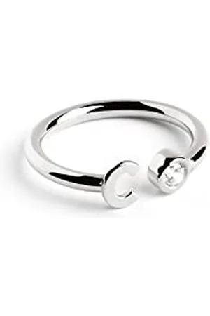 SINGULARU Anello Personalizzato Letter Spark. Regolabile. Argento Sterling 925 con Finitura Placcata Rodio. Taglia Unica. Gioielli da Donna. Lettera C